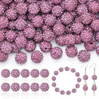105pcs 10mm Rhinestone Beads for Jewelry Making, Light Purple Shiny Round Disco Beads Bulk, Sparkle Crystal Clay Christmas for Bracelet Baseball Necklace Earring Crafting and DIY