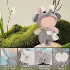 5pcs Handcrafted Elephant Outfit for 17cm Doll Clothes Set - Cute and Premium Outfits Accessories, Hand Crocheted Hat, Sweaters (Blue)