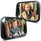 Onco Baby Car Mirror Rear Facing (2 Pack) - 100% Shatterproof & Shakeproof, Award-Winning Convex Car Mirror for Baby with 360° Rotation, Newborn Essentials (9.6 x 6.9 in)