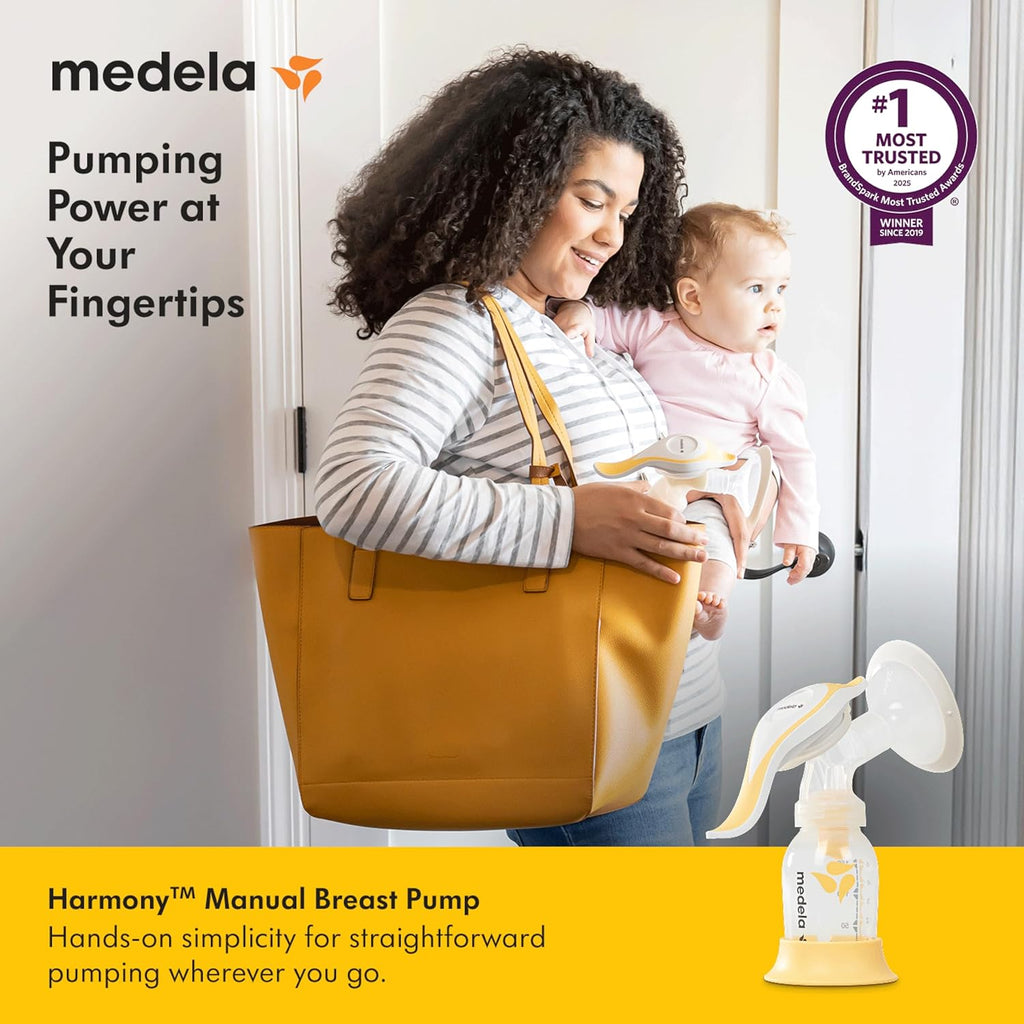 Medela Harmony Manual Breast Pump, Compact Swiss Design with PersonalFit Flex Shields and Medela's 2-Phase Expression Technology
