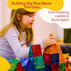 PLAYVIBE Magnetic Tiles 60 Pcs - 3D Magnet Toys for Kids 3+ - STEM Building Blocks - Toddler Learning Essential for Home & Classroom, Boys & Girls - Sensory Toys - Magnetic Blocks