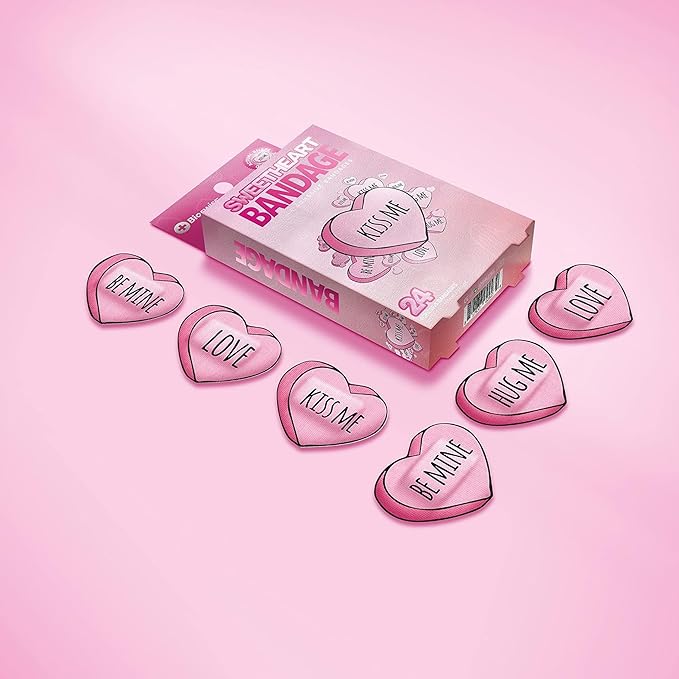 BioSwiss Bandages, Valentine Valentine Heart Shaped Self Adhesive Bandage, Latex Free Sterile Wound Care, Fun First Aid Kit Supplies for Kids, 24 Count