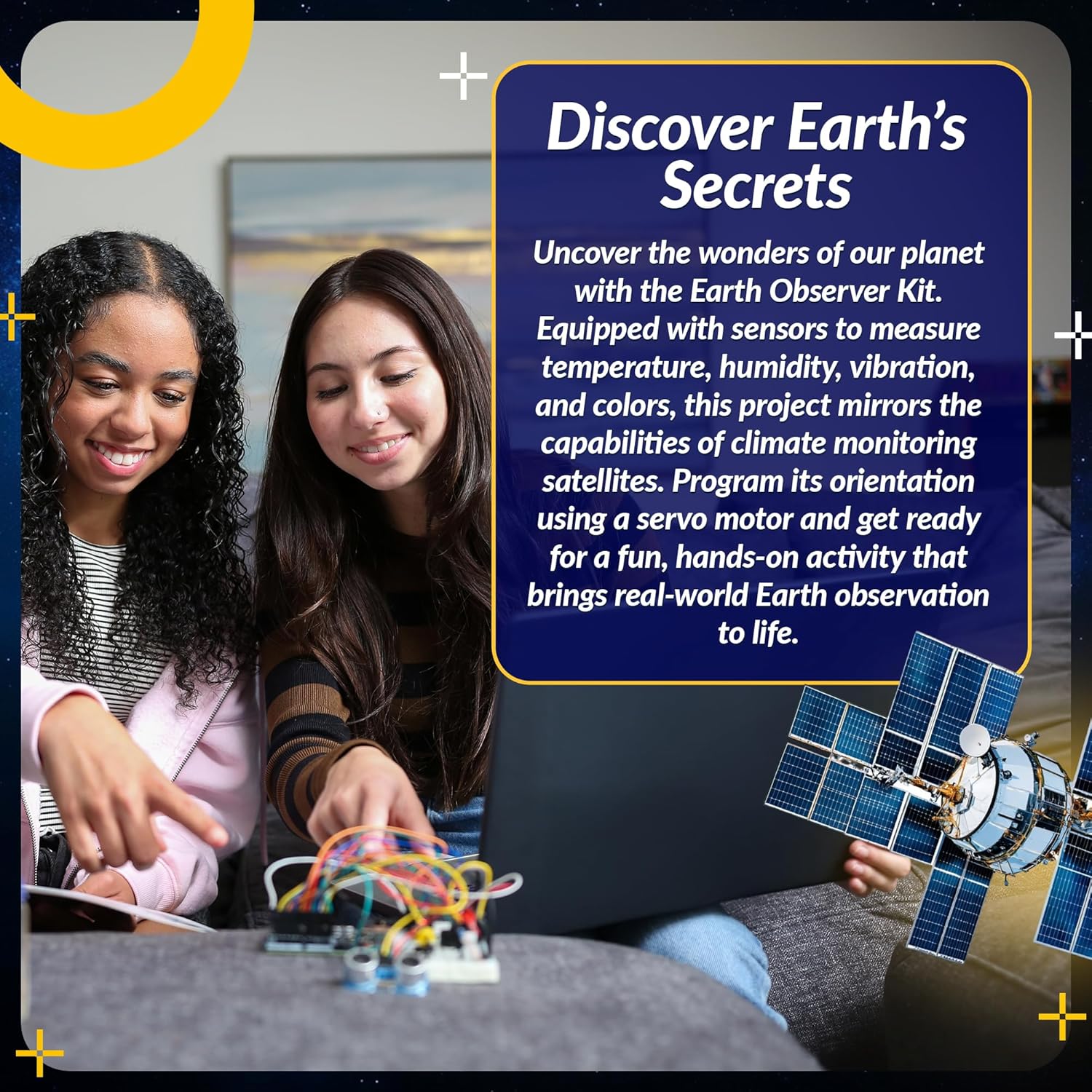 LINGO Earth Observer STEM Coding Kit - Build & Code Your Own Satellite to Monitor Earth's Climate from Space - Science Kits for Ages 13+ Years for Birthdays & Holidays