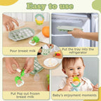 Baby Fruit Feeder & Baby Breastmilk Popsicle Molds-WAJIAYON Silicone Babies Food Freezer Tray Storage Containers, Infant Food Pacifier Feeder and Teether Infant Teething Feeders