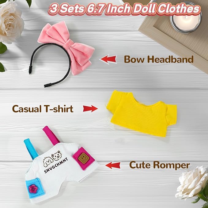 2 Sets Clothes for 17cm Doll, Cute Doll Clothes and Accessories, Outfit Sets 2025 Fashion Style