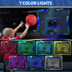 Remote Control Basketball Hoop Indoor with 7 LED Lighting, Mini Basketball Hoop with Electronic Scoreboard, 3 Modes, Over Door Basketball Hoop, Basketball Toys Sport Gifts for Kids, Adults (Blue)