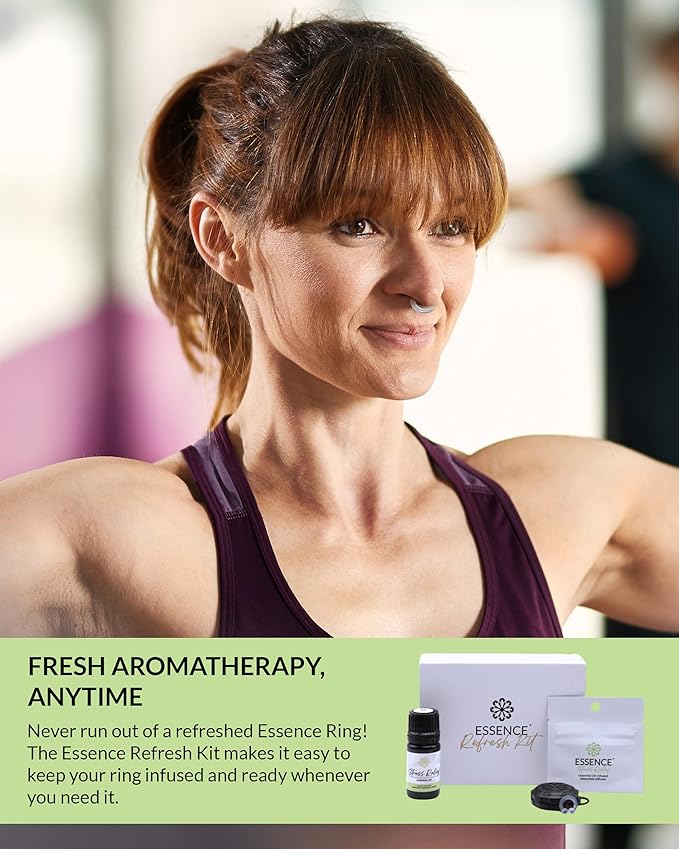 Essence Wearable Aromatherapy Nasal Diffuser – Stress Relief Essential Oil Nose Ring Refresh Kit – Personal Scent Clip for Travel, Work & Everyday Use – Made in USA