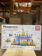 PicassoTiles 120pcs Mini Size Magnetic Tiles Magnet Toys Diamond Series Sensory Construction Building Blocks Set STEM Learning Travel Size Educational Toy for Kids Boys Girls Toddlers Age 3+ PTM120