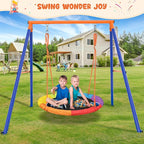 Swing Sets for Backyard, Outdoor Toys for Kids, A-Frame Out Playset Holds 440 lbs with 40" Saucer Swing, Adjustable Ropes