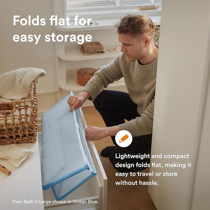 Stokke Flexi Bath X-Large Bundle, White - Spacious Baby Bathtub + Newborn Support - Lightweight, Foldable & Easy to Store - Best for Ages 0-6