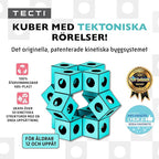 TECTI Kinetic Building System - Cubes with Seismic Moves - Consists of 3-Dimensional Interconnected Cubes - Build Over 50 Dynamic Structures - by Fun in Motion Toys