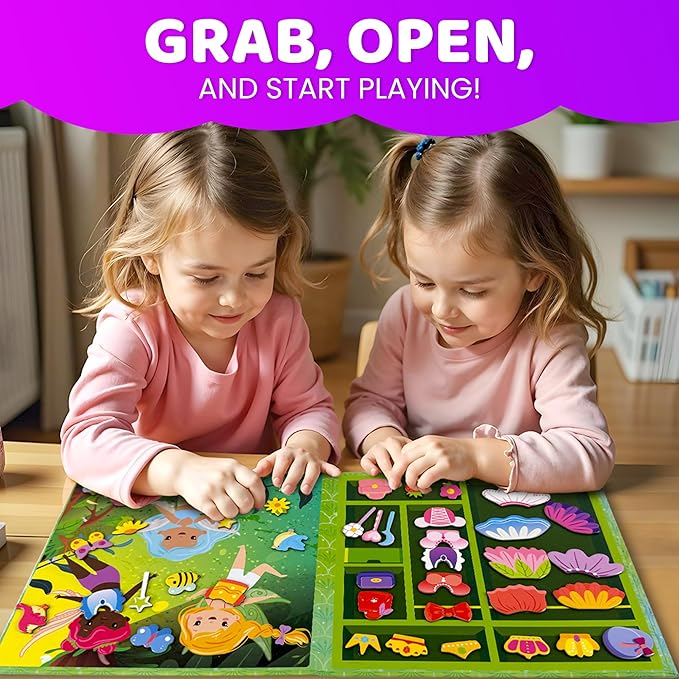 QUOKKA Magnetic Dress-Up Dolls for Girls Boys with 35 Magnetic Pieces - Creative Magnetic Play Set for Home or Travel - Perfect Paper Dolls for Ages 3 and Up, Boost Storytelling with Fairies