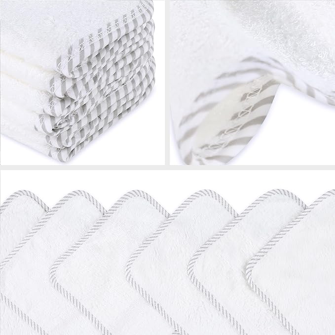 San Francisco Baby Bamboo Rayon Washcloths for Newborn - Soft, Absorbent, 6-Piece, White
