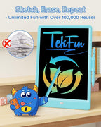 TEKFUN LCD Writing Tablet Doodle Board, 10inch Colorful Drawing Tablet Writing Pad, Kids Travel Essentials, Toddler Toys for 3 4 5 6 7 8 Year Old Girls Boys (Blue)