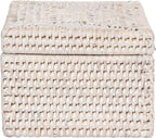 La Jolla Rattan Storage Box for Wet Wipes, Jewelery and More (White-Wash)