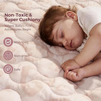 Momcozy Baby Play Mat for Floor, 50x50 Thickened Playpen Mat, Playmate for Baby Tummy Time, Waterproof & Non-Slip, Foldable Outdoor Mats with Carrying Handle, Leopard Heart