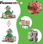PicassoTiles Magnet Tile Building Blocks Ninja Dojo House Theme STEM Playset with 4 Character Action Figure Ninjas Weapon Accessories Magnetic Tiles Educational Toy Pretend Play Toddlers Ages 3+ PTQ07