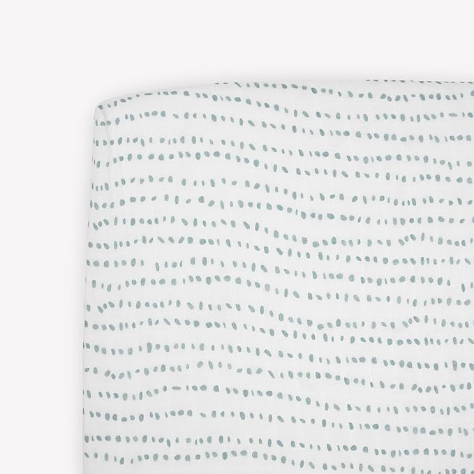 Little Unicorn Premium Crib Sheet | Breathable & Super-Soft Muslin Fabric (Stone Stripe)