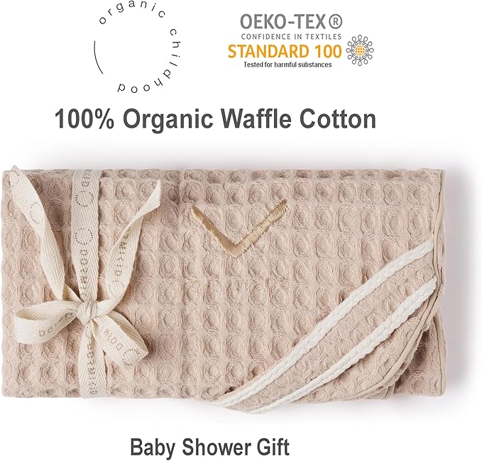 Organic Cover for Nursing Pillow • Premium Quality 100% Cotton Oeko-Tex Standard • Cover for Breastfeeding and Bottle Feeding Pillow • Soft and Breathable • Only Cover (Poudre waffle)