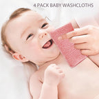 Baby Washcloths 4 Pack 100% Cotton Soft and Absorbent Terry Wash Cloths Wipes for Face Hand Body Burp Rag for Sensitive Skin Newborns Infants Toddlers 10" x 10"