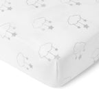 Newton Baby Mini Crib Fitted Sheets (2-Pack) | Organic Muslin Cotton, Breathable & Soft Baby Sheets, Washable Baby Mattress Sheets, Fits Any Mini Sized Crib 24" x 38", Wishing on a Star Print + White