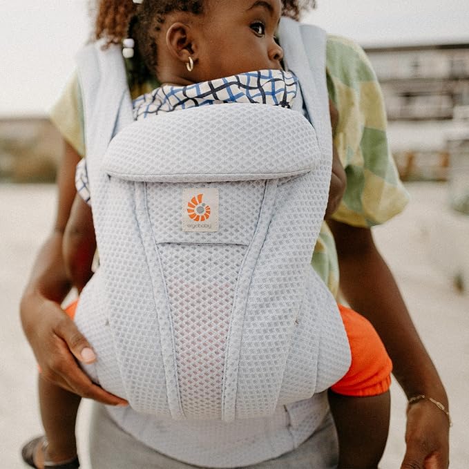 Ergobaby Omni Deluxe Baby Carrier Newborn to Toddler - Breathable Baby Carriers for Summer - All-Position Carrier with Enhanced Lumbar Support & Airflow (7-45 Pounds), Mesh, Serene Blue