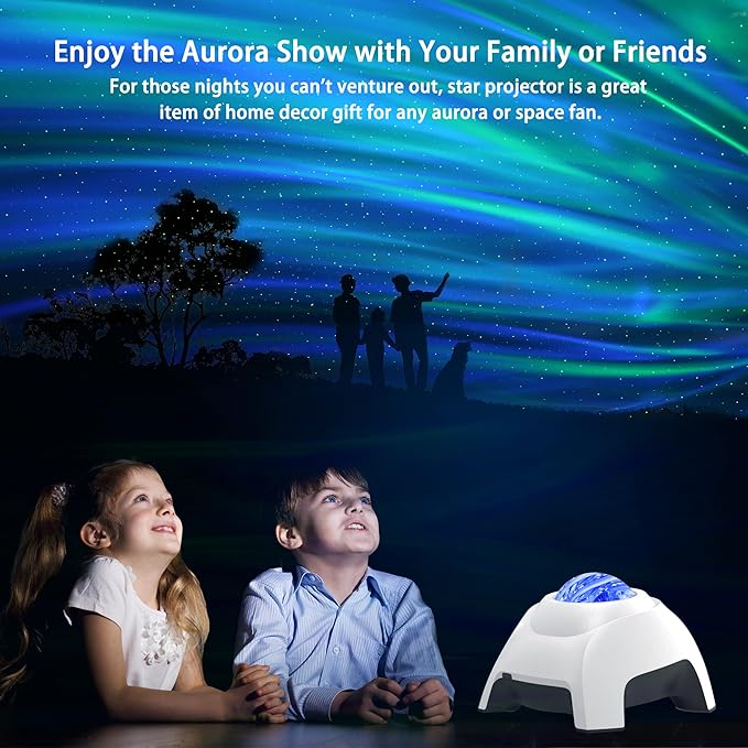 Star Projector, AIRIVO Galaxy Projector Northern Lights, Aurora Projector & Music Speaker & White Noise, Night Light Projector for Kids Adults, for Bedroom, Room Decor, Party, Ceiling(White)