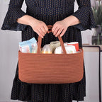 COMSE Large Baby Diaper Caddy Organizer for Girl Boy, Car Caddy with Handles, Cotton Rope Basket for Changing Table, Nursery Organizer, Gift for Baby Shower and Registry Must Have, Autumn Glaze