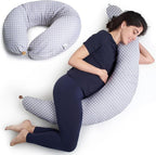 Niimo XXL Pregnancy Pillow & Baby Feeding Pillow - 2022 Double Platinum Winning Maternity Pillow, 100% Cotton Pregnancy Pillow Cover, Machine-Washable, Pregnancy Must Haves