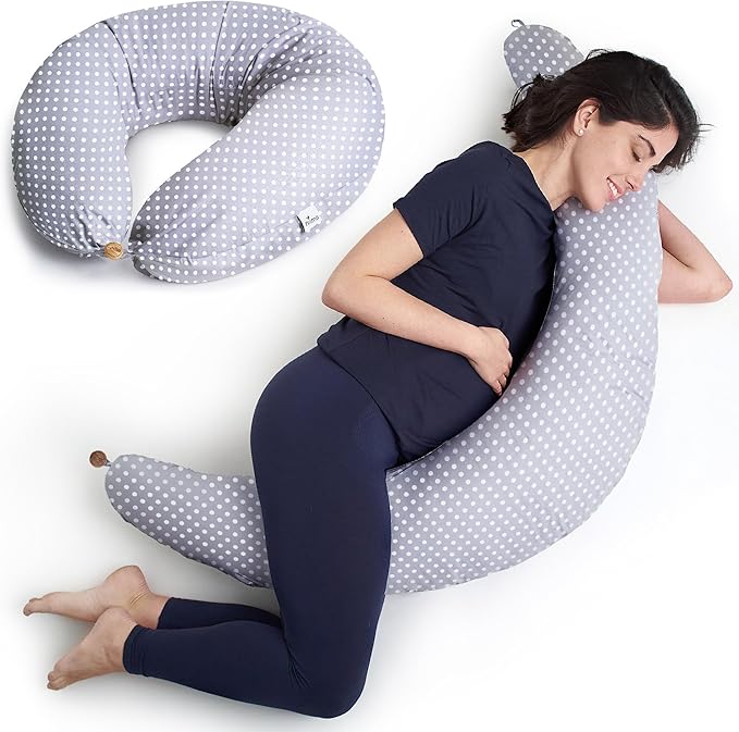 Niimo XXL Pregnancy Pillow & Baby Feeding Pillow - 2022 Double Platinum Winning Maternity Pillow, 100% Cotton Pregnancy Pillow Cover, Machine-Washable, Pregnancy Must Haves