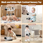 Car Seat Toys for Babies 0-6 Months,Hanging Rattle Toys for Crib Mobile, Baby Spiral Hanging Stroller Black and White High Contrast Toys for Newborn 0 3 6 9 12 Months Baby Boys Girls (Cow)