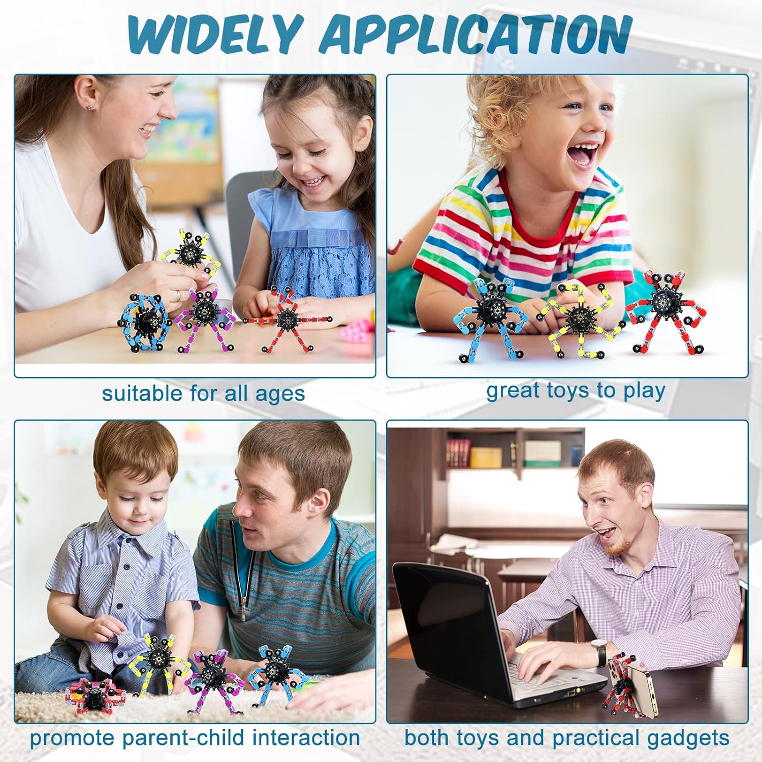 Zhanmai Transformable Fidget Spinners Fidget Toys for Kids and Adults Stress Relief Sensory Toys Transformable Chain Robot Fingertip Gyros for ADHD Autism for Kids Gifts(32 Pack)