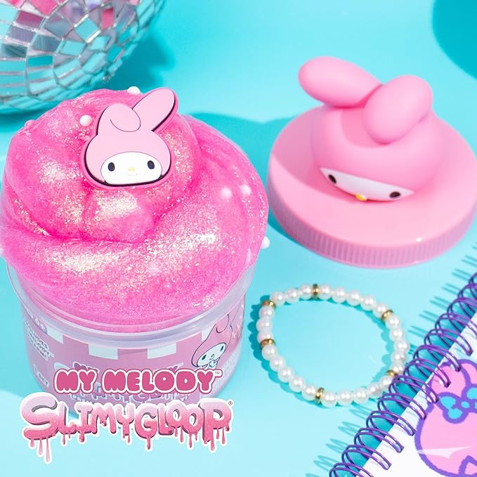 My Melody SLIMYGLOOP Jar, 8 oz Bubblegum Scented Pink Slime, Includes Beads & My Melody Charm, Sanrio Stuff, Hello Kitty Slime, Slime Kit, Hello Kitty Merch, Sanrio Slimes
