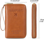 Leather RFID Blocking Passport Holder Travel Wallet, Passport Cover/Travel Wallet for Women/Men with
