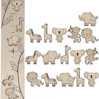 3D Wooden Growth Ruler Markers for Kids Height Measurement, Safari Shapes for Boys Nursery.