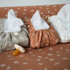 Baby Wipes Cover – Universal Size, One Size Fits All Wipes Packages | Muslin Cotton Tissue Cover for Nursery, Diaper Bag & Changing Table, Station | Gingham & Neutral Patterns (Caramel Daisy)