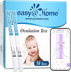 Easy@Home Ovulation Test Strips (50-Pack), FSA Eligible Ovulation Predictor Kit, Powered by Premom Ovulation Calculator iOS and Android APP, 50 LH Tests