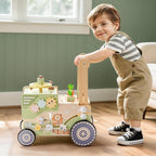 ROBUD Wooden Baby Walker, Baby Push Walker for 10+ Months, Montessori Push Toy, Adjustable Speed & Height Learning Toy with Activity Panel (Rustic Farm Adventure Theme)