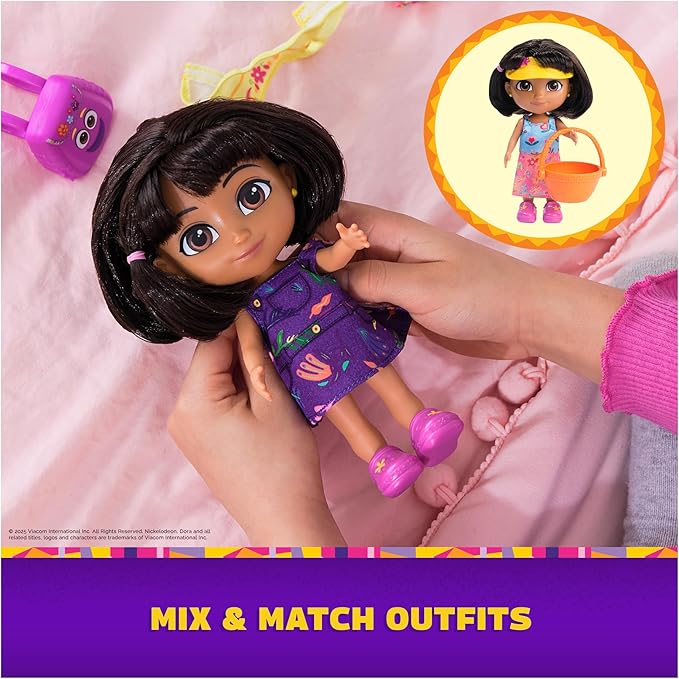 Dora, Dress Up Adventure Dora, 6-inch Doll with Removable Clothes & Accessories, Kids Toys for Girls & Boys Ages 3 and Up