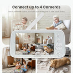 litokam 4MP Baby Monitor with 2 Cameras and Audio, 5-inch 1080P Split-Screen, No WiFi & 5G/2.4G WiFi, Remote Pan-Tilt-Zoom, Night Vision, VOX, Temperature Sensor, 2-Way Talk, 7 Lullabies, 1000ft Range