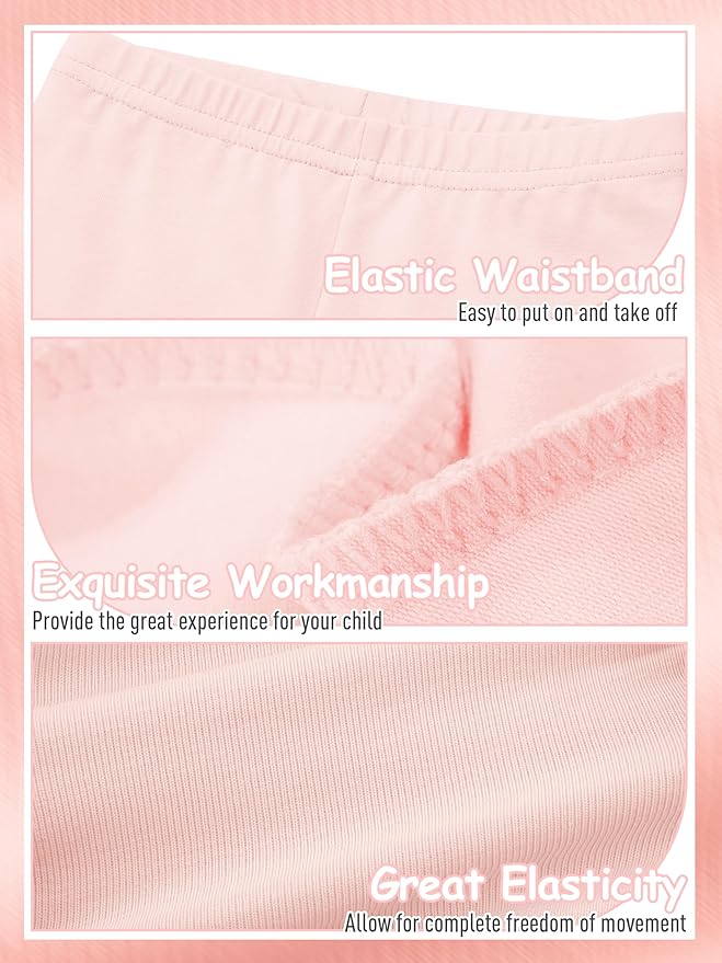 Resinta 4 Packs Toddler and Baby Girls Cotton Leggings Full Length Pants Stretchy Soft Tights Pants for Kids