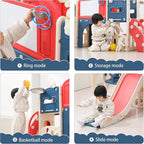 Toddler Outdoor Climber Playset with Basketball for Kids Ages 1 to 3 Years Slide and Swing Set 12 in 1 Playground Indoor Slide for Kids Durable Ecofriendly Plastic Backyard Playset Red