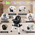 6 in 1 Baby High Chair for Babies and Toddlers, Booster Seat, Kids Learning Table & Chair (Black)