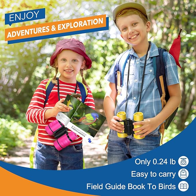 Toys for 3-7 Year Old Girl Boy: LET'S GO! Bird Watching Binoculars for Kids Ages 3 4 5 6 7 Year Old Girls Boys Outside Learning Toy for Kid Preschool Gift Toddler Binoculars Toy Stuffers