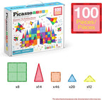 PicassoTiles 100 Piece Set 100pcs Magnet Building Tiles Clear Magnetic 3D Blocks Construction Playboards, Creativity Beyond Imagination, Inspirational, Recreational, Educational Conventional