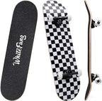 WhiteFang Skateboards for Beginners, Complete Skateboard 31 x 7.88, 7 Layer Canadian Maple Double Kick Concave Standard and Tricks Skateboards for Kids and Beginners