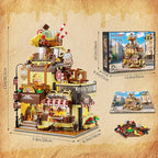 City Ice Cream House Building Set with Lights, 1377 PCS Dessert Shop Building Block Toy with Chocolate Sundae Cone, Sweet Workshop Construction Model for Adults Teens Kids Boys Girls Ages 12+