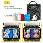 Breastmilk Cooler Bag with Ice Pack Fits 4 Baby Bottles Up to 9 Ounce Insulated Baby Bottle Bag Breast Milk Cooler on The Go with Strap Baby Bottle Cooler Bag for Nursing Mom Daycare or Travel