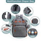 Diaper Bag Backpack with Changing Station, Extra Large Diaper Bag, Multifunctional Diaper Bag, Baby Bag, Deep Gray