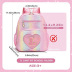 I IHAYNER Kids Glitter Lightweight Backpack for School Travel & Daycare, Toddler Backpack for Girls 3+ Preschool Kindergarten Elementary Kids Backpack-Rainbow Pink L